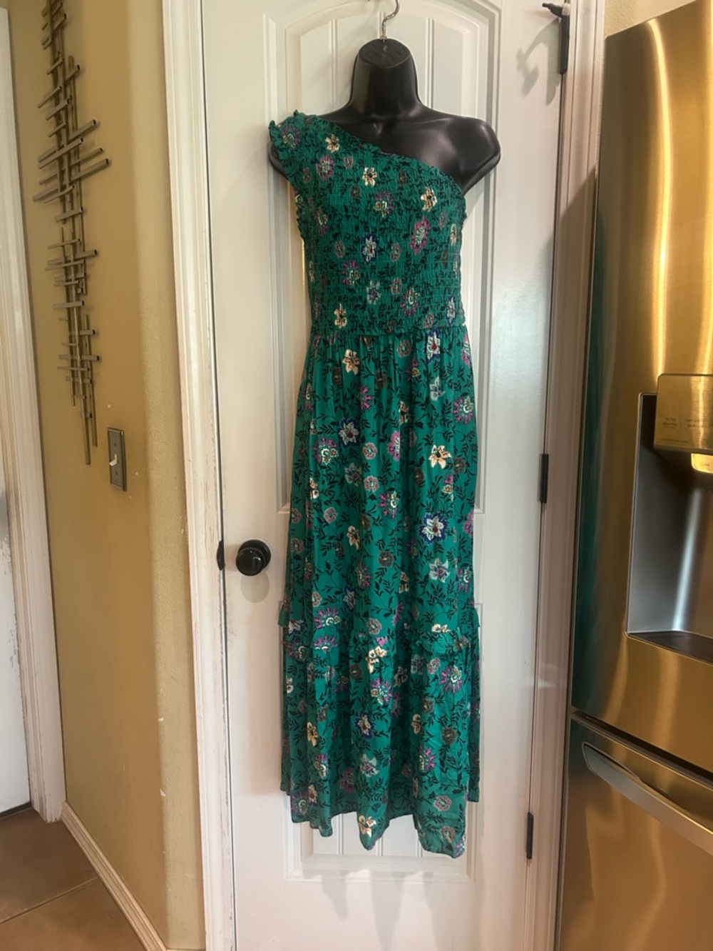 Knox Rose One-Shoulder Green Floral Maxi Dress